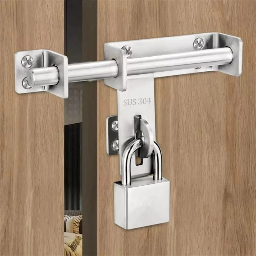 

304 Stainless Door Bolts Catch Lock Heavy Duty Safety Door Buckle Hasp Thickened 6/8 Inch Door Lock Buckle Sliding Door