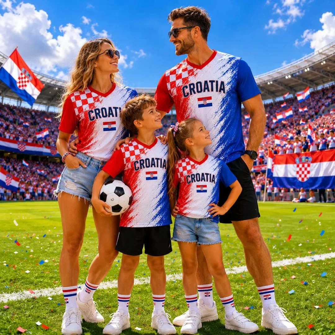 2026 Croatia Soccer Jersey Crop Top Jersey Adult Youth Kid Football Fan Shirt Summer Sports Men's T-Shirt Clothing Tee Y2k Woman