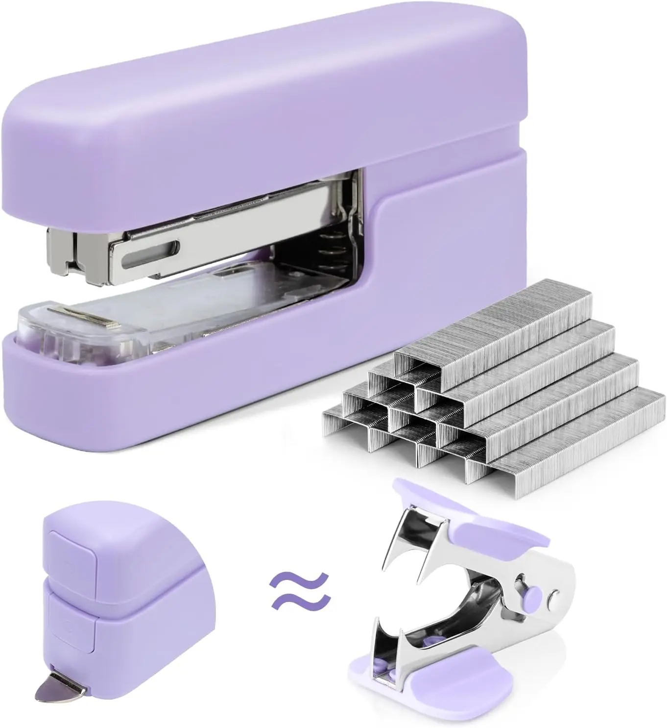 

Desktop Stapler with Integrated Staple Remover, 45 Sheet Capacity Office Stapler, Purple