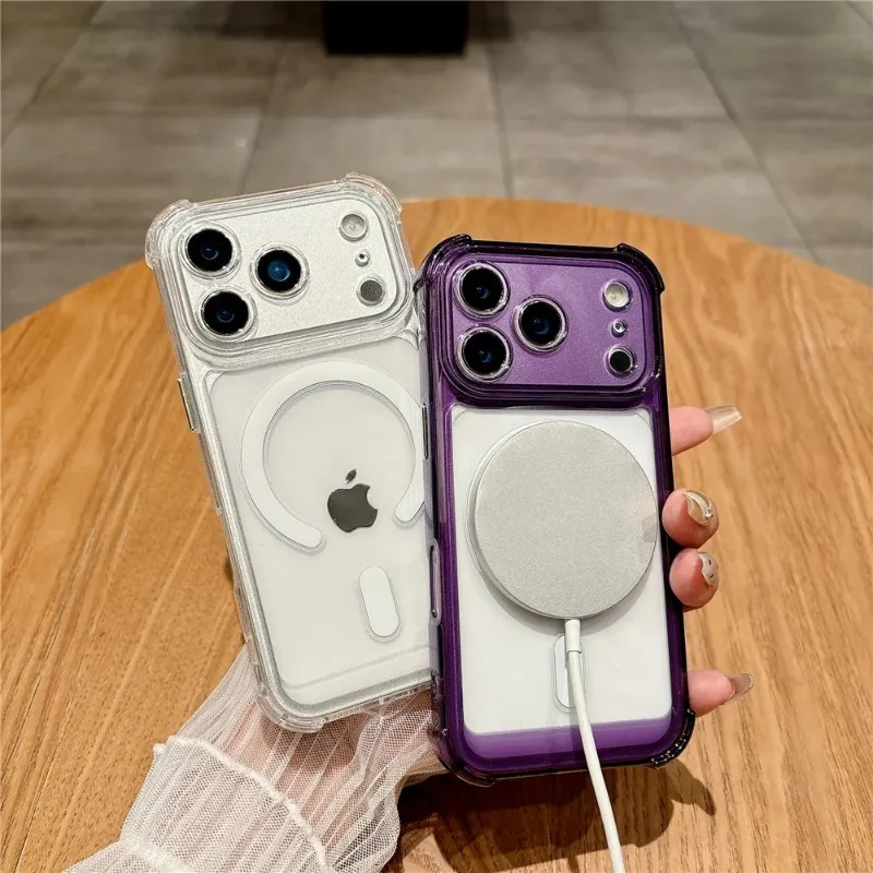Luxuriöse Magnetische Kabellose Ladehülle für Magsafe für iPhone 18 Pro Max 17 16 15 14 13 12 Plus Stoßfeste Transparente Rückabdeckung – Detail 5