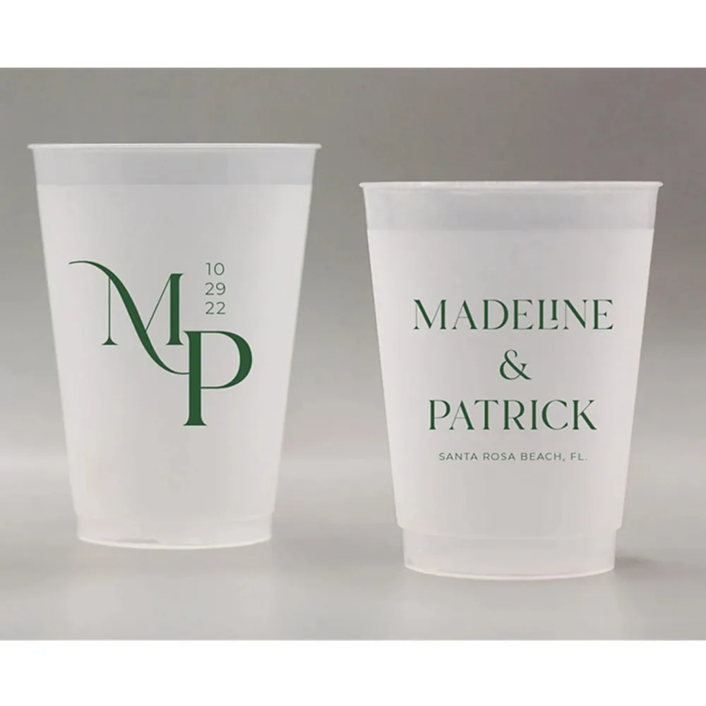 

Customized Frosted Shatterproof Flex Cups, Personalized Wedding Favor Cups, Wedding Favors, Minimalistic Wedding, Modern Wedding