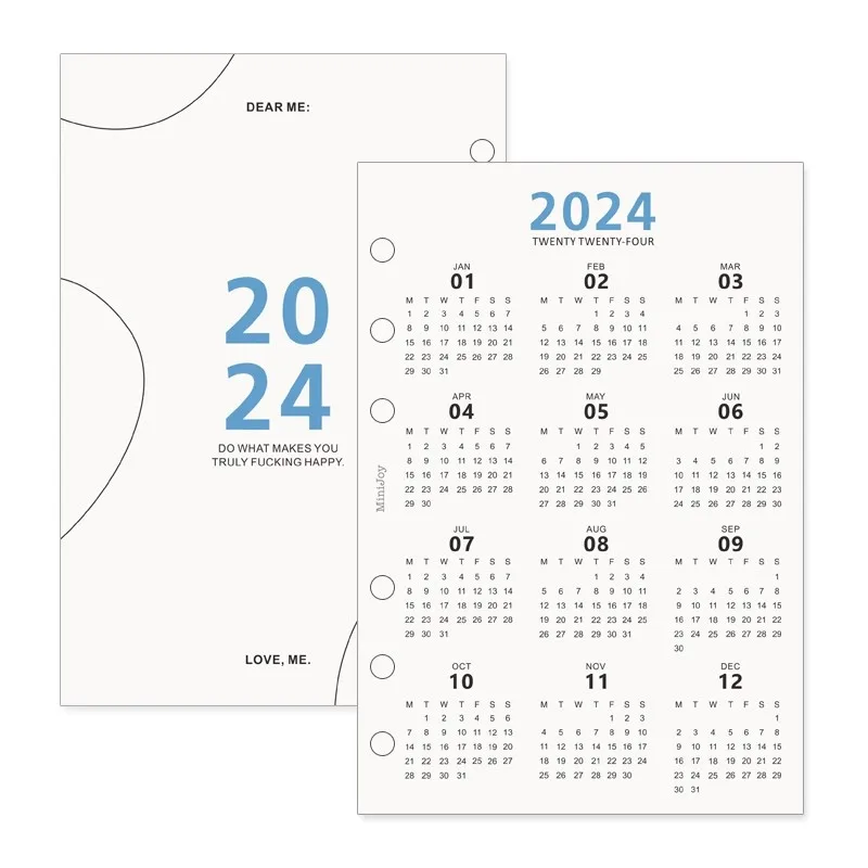 Separadores de cuaderno con 6 anillas, página de índice de carpeta de calendario, A5, A6, A7, separador de índice de hojas sueltas, diario, planificador, marcadores de oficina, 2024