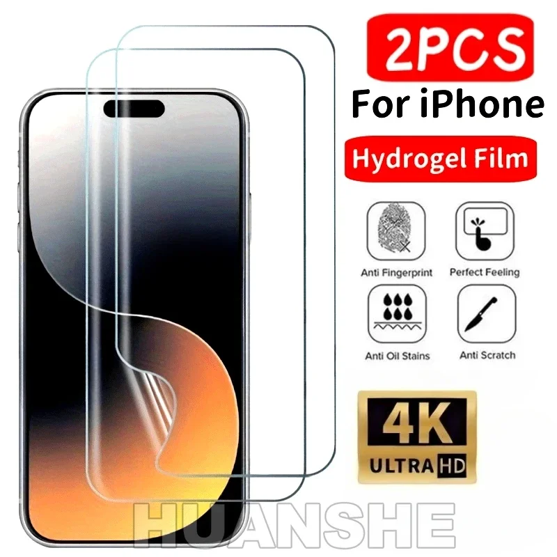 

2Pcs Ultra HD Hydrogel Screen Protector Film for iPhone 17 16 16e 15 14 Plus 14 13 Mini 12 11 Pro Max XS Max XR X