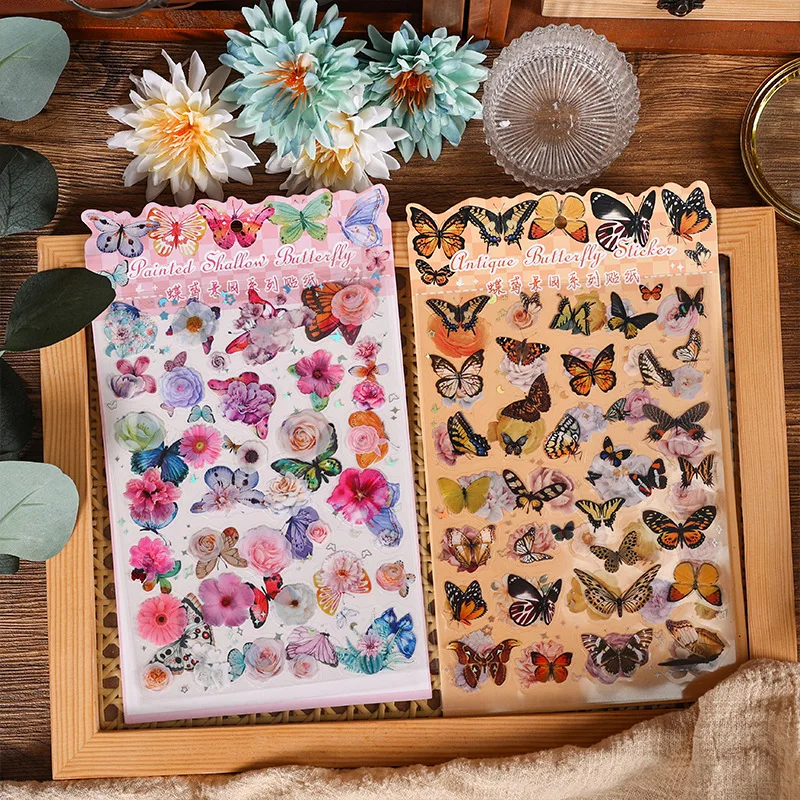 Vivid Colorful Butterfly Garden PVC Waterproof Stickers Scrapbooking Diy Journal Stationery Sticker Cute Gift Prizes Kids