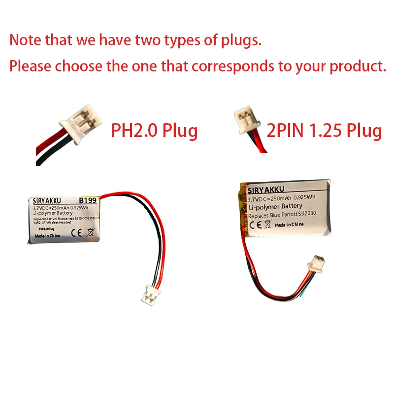 502030 Аккумулятор 3,7 В, 250 мАч для VXI BlueParrott B250-XT, сменный аккумулятор для Bluetooth-гарнитуры, видеорегистратор Nextbase 402G 412GW 512G 502030 Аккумулятор 3,7 В, 250 мАч для VXI BlueParrott B250-XT, сменный аккумулятор для Bluetooth-гарнитуры, видеорегистратор Nextbase 402G 412GW 512G