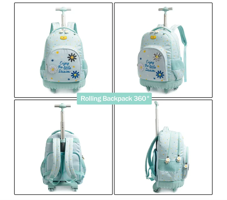 Imagem -04 - Mochila Rolante para Meninas Conjunto de Bolsalas Escolares Mala Infantil Lancheira com Rodas Estojo de Lápis 18