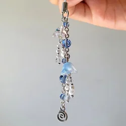 Jellyfish keychain blue crystal lily of the valley Y2k mobile phone charm