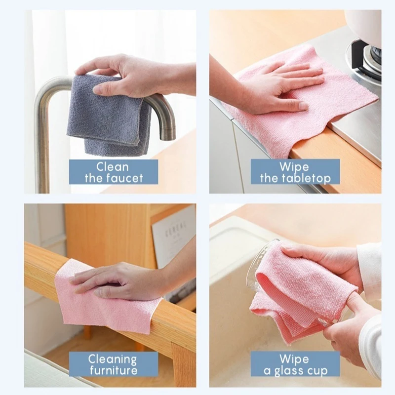 20 Sheets Reusable Cleaning Wipe Household Kitchen Cloth Microfiber Towel Rolls Dish Rags Wash Paper Towel Replacement