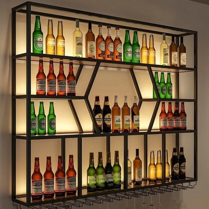 

PYJ iron wine rack, storage rack, wall-mounted storage rack, wall-mounted wine cabinet