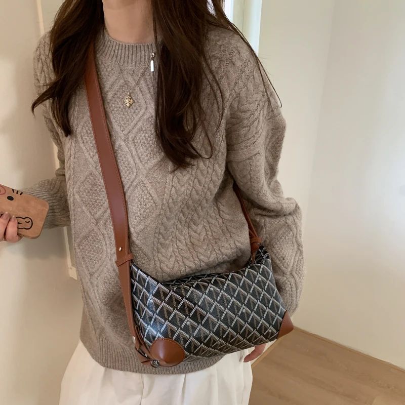 

Women Curated Retro Crossbody Bag Luxe Full Grain Trim City Tours Getaways Elegant Effortless Outdoor Use