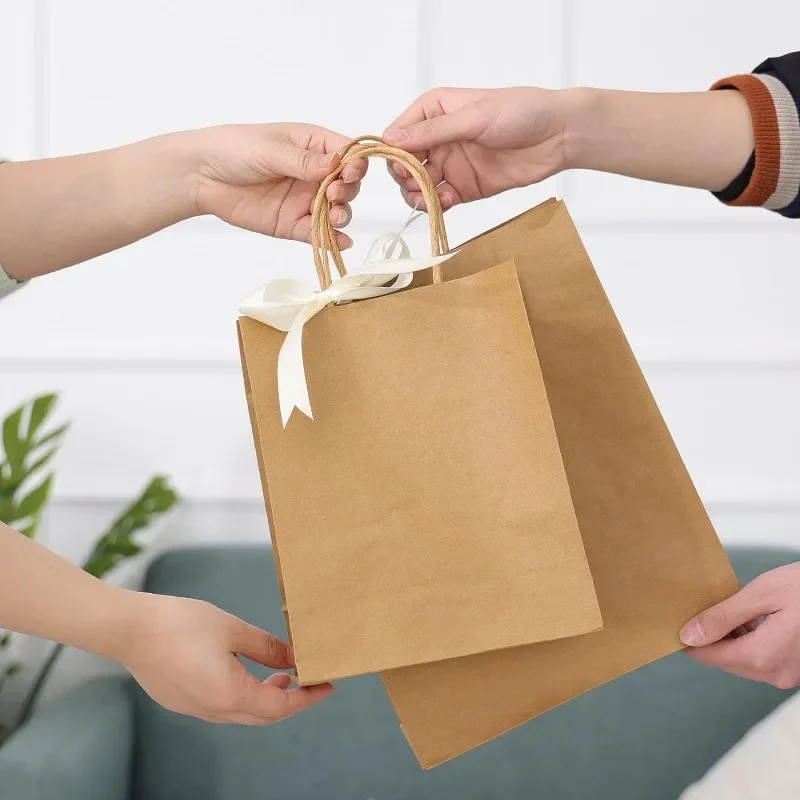 box 180pcs Brown Paper Bags with Handles Mixed Size Gift Bags Bulk, Kraft Paper Bags for Business, Shopping Bags, Retail