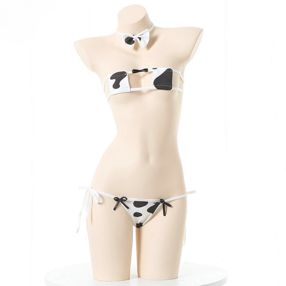 

2PC Mini Bikini Cow Series Swimsuit Bodysuit Lingerie For Girls Anime Kawaii Uniform Set Cosplay Summer Beach Pool Party Bra