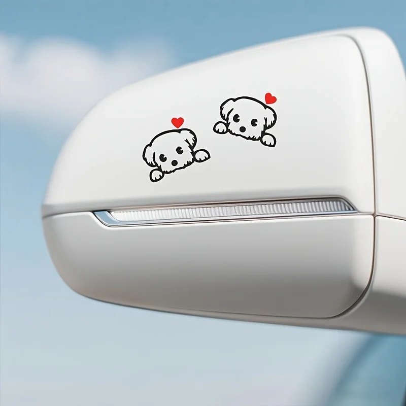 2PCS Cute Cartoon Dog Fun Vinyl Sticker Decal For Car SUV Motorcycle Window Wall Rearview Mirror Auto Interior Decor Accessories view 4