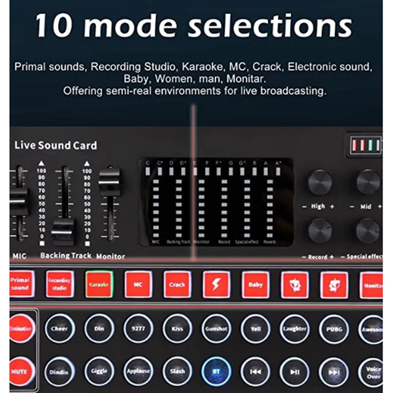 M9 Sound Card Live Broadcast Equipment Sound Card With Color Lights Compatible With Multi-Platform Live Singing