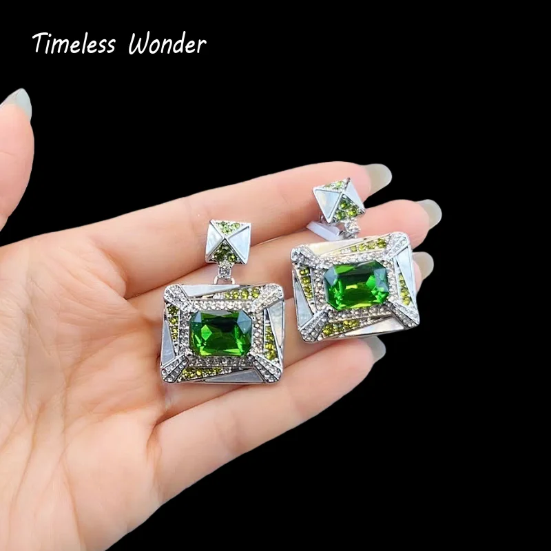 

Timeless Wonder Fancy Zircon Geo Cut Stud Earrings Women Designer Jewelry Trendy Gift Top Classy Simple Neat 5133