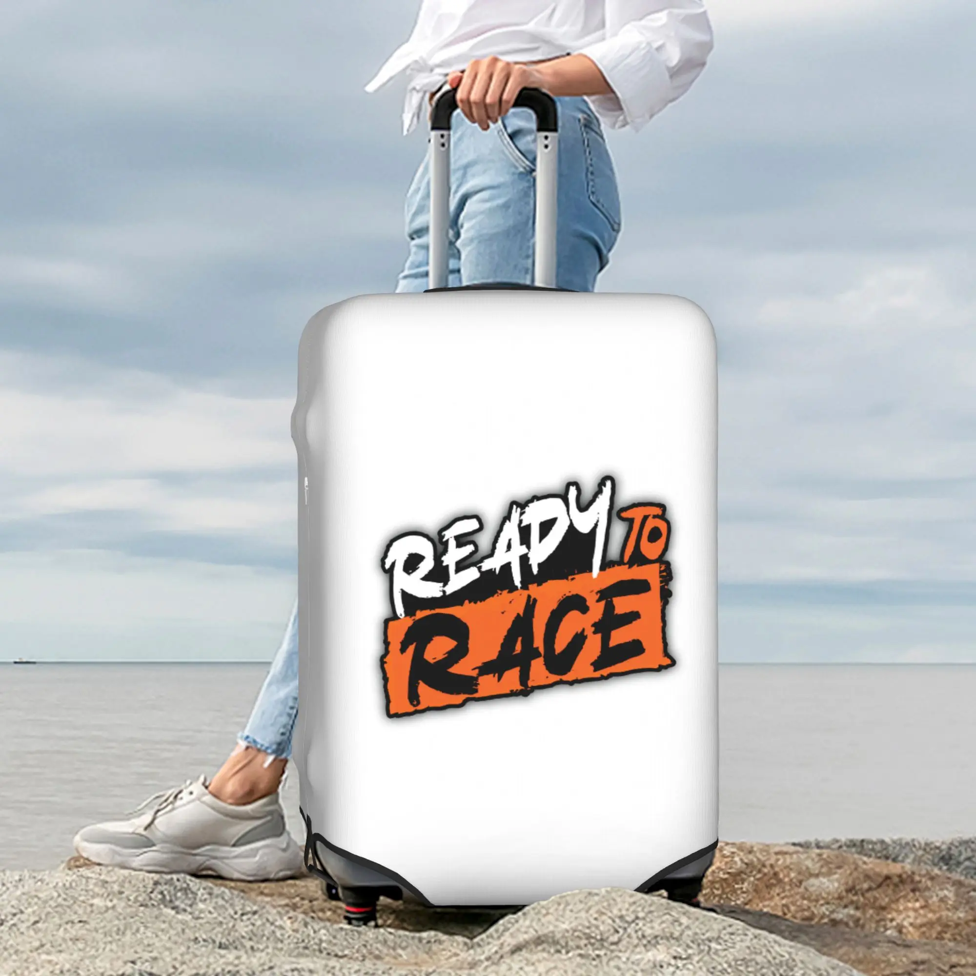 Ready To Race Luggage Cover Protector Fashion Motorcycle Rider Racing Sport Travel Suitcase Protective Cover for 18-32 Inch