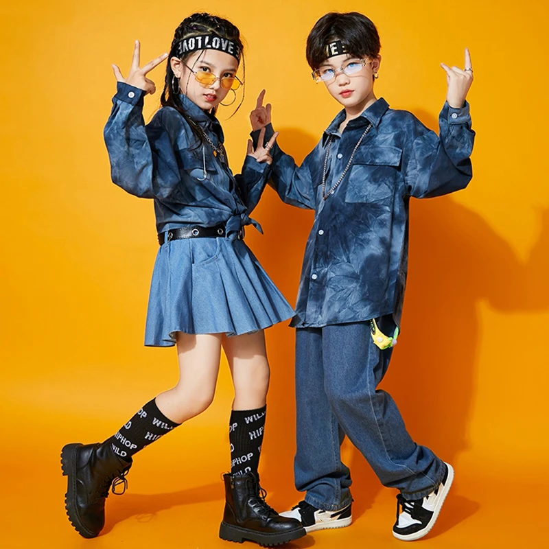 Kinder Street Dance Outfit Jazz Dance Bühne Kostüm Junge Hip Hop Kleidung Mädchen Fashion Runways Kostüm Hemd Rock Hosen YS2692