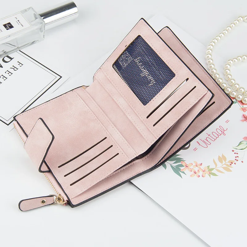 Birth Flower Personalized Leather Wallet for Women, Custom Name Hasp Purse with Slim Coin Pocket & Portable Daily Card Storage