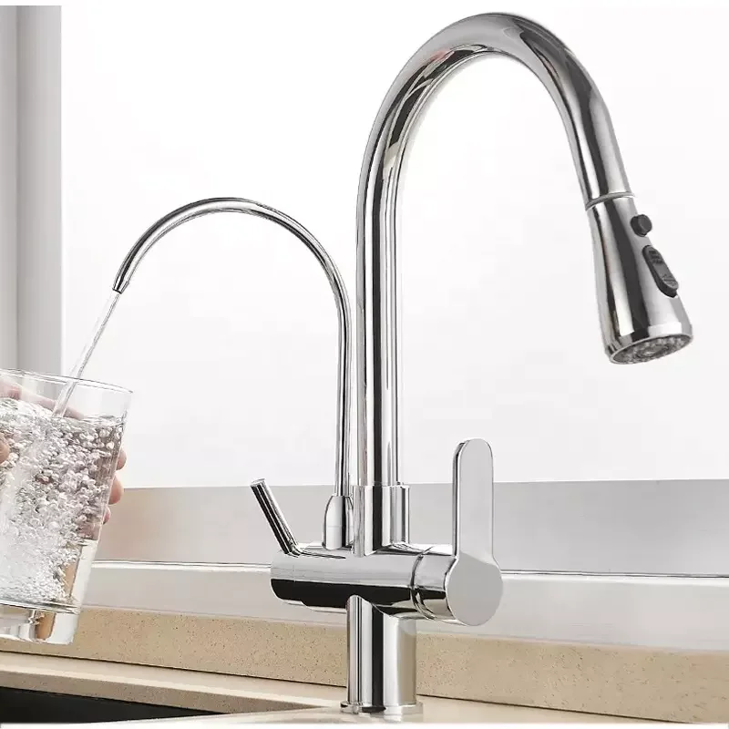 Multifunctional Pull Out Kitchen Faucet Mixer Water Tap 304 Stainless Steel Kitchen Sink Faucet