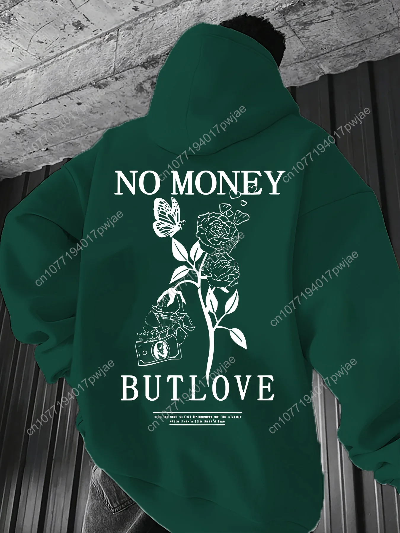 Męska bluza z kapturem w unikalny kwiatowy wzór - miękki poliester, możliwość prania w pralce, luźny krój na wiosenne/jesienne wyjścia, nadruk na kapturze.