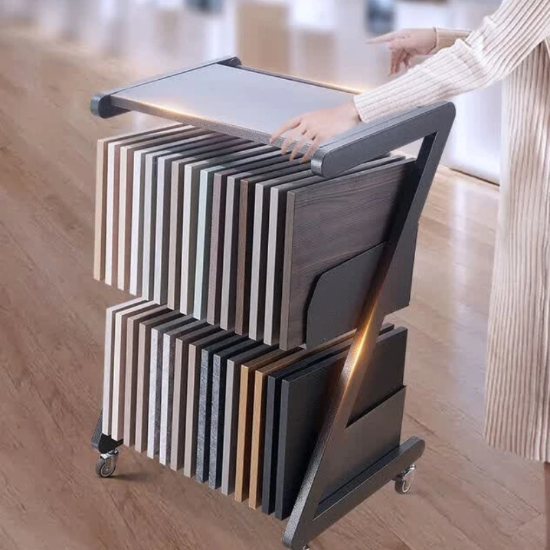 Color card clothing cabinet wooden door furniture material mobile display sample color board rack rack