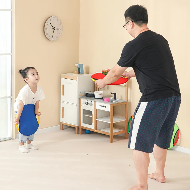 Pelota de lanzamiento para personas múltiples, divertido tren para niños, raqueta de juguete, pelota para atrapar, juego al aire libre, juegos