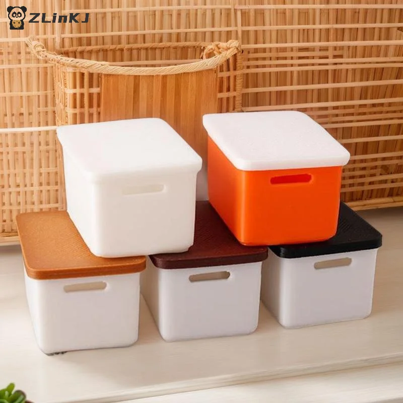 ▶4Pcs Dollhouse Miniature Food Storage Box 1:12 Scale Mini Container With Cover Doll House Kitchen Accessories Toy