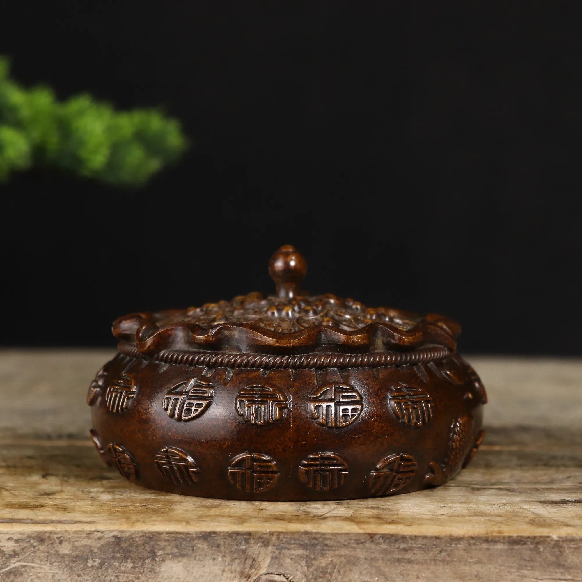 Bronze Storage Jar Cornucopia Sculpture Desktop Decoration Handicraft Ashtray Home Feng Shui Lucky Decoration Jar Gift