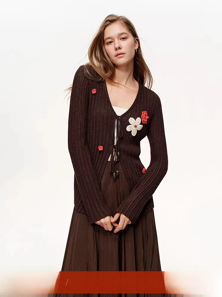 

Floral Knitted Series Exclusive Bouquet 3D Flower Knitted Sweater Women's Spring Faion Casual Loose Fit Soft Acrylic Blend