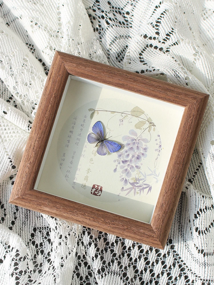 Little gray Butterfly  blue butterfly ornament decorative painting real butterfly blue rare domestic pocket gift