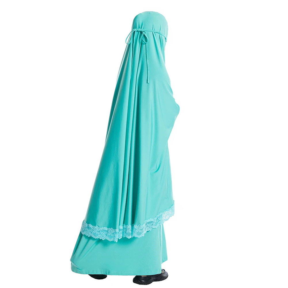 

Muslim Kids Girls Hijab Dress Overhead Eid Ramadan Khimar Skirt Prayer Garment Islam Caftan Burqa Abaya Robe Kaftan Hooded Gown