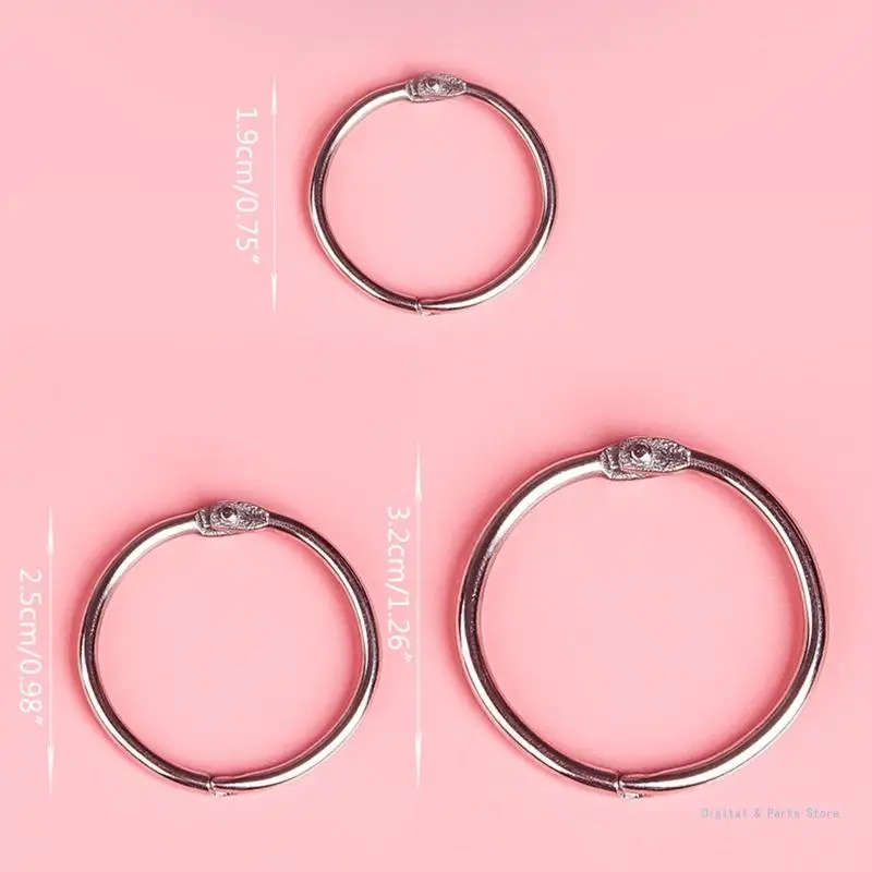 M17F 30/50 Pcs Loose-leaf Binder Rings Metal Book Rings Index Card Ring for Key Ring