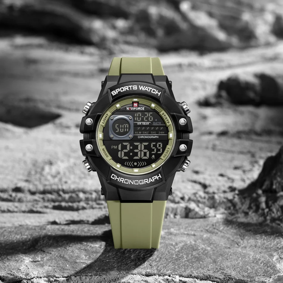 

Новые NAVIFORCE цифровой экран для мальчиков, электронные спортивные многофункциональные мужские часы, фаза газа, силиконовый ремешок, мужские часы