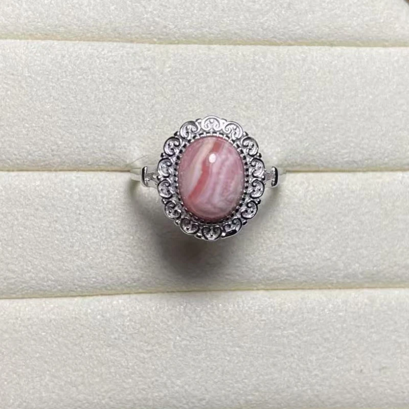 

Регулируемое кольцо AKAC из стерлингового серебра 925 пробы с натуральным родохрозитом отправляется случайным образом