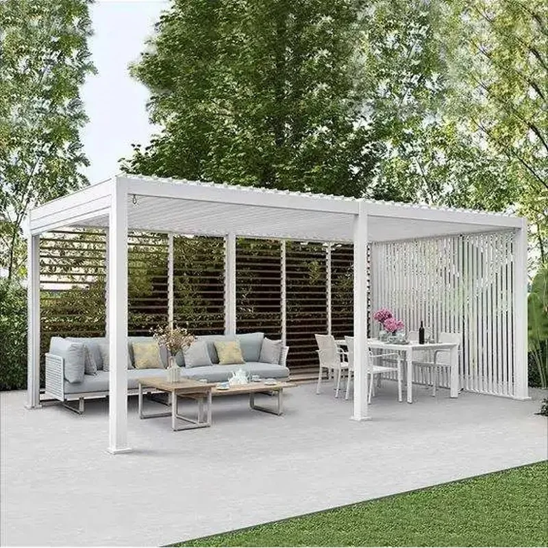 Motorized Screen Roller Blinds Outdoor Aluminium Louvre Roof Bioclimatic Pergola Sunshade