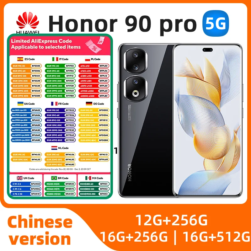 Honor 90 Pro 5G Mobile Phone 6.78 Inch 120Hz Screen Snapdragon 8+ Gen 1 200MP Camera 5000mAh Battery NFC Smart used phone