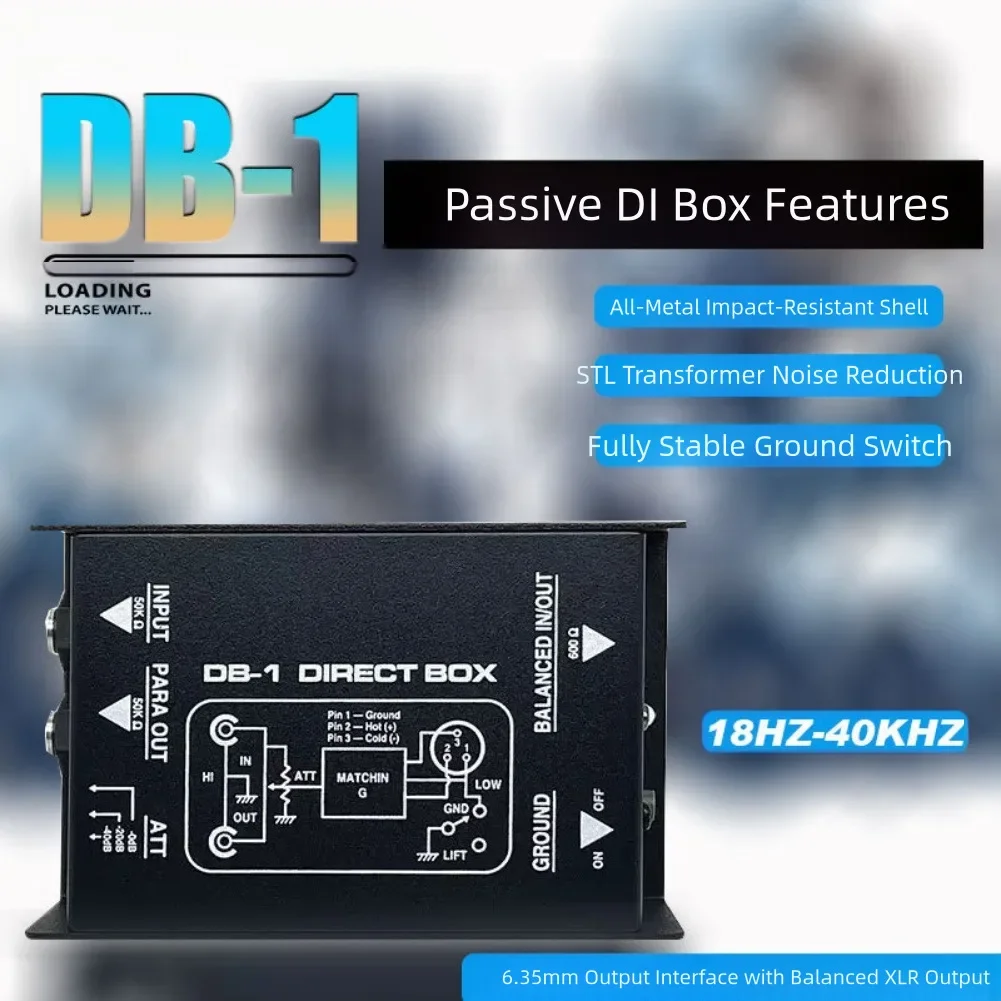 Stereo DI Box Splitter Single Channel XLR Audio System for Guitar Bass with Impedance Conversion and Clean Signal