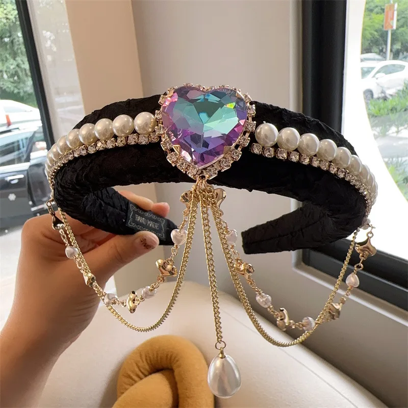 Crystal Luxurious Limited Edition Hairbands Sparkly Padded Rhinestones Headbands for Girl Black Pink Hairbands Hair Accessories