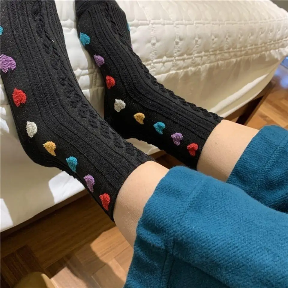 Funny Loving Colorful Heart Pattern Cotton Men Women Crew Sock Street Tide Crew Socks Gift Men Husband Cute Socks Novelty Funky