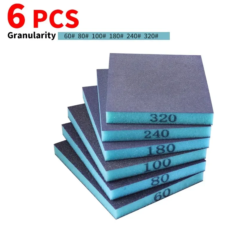 

6PCS Sanding Sponge 60-320 Grit Washable Reusable Wet Dry Sanding Blocks for Metal Wood Polishing Abrasive Tool 1209613mm