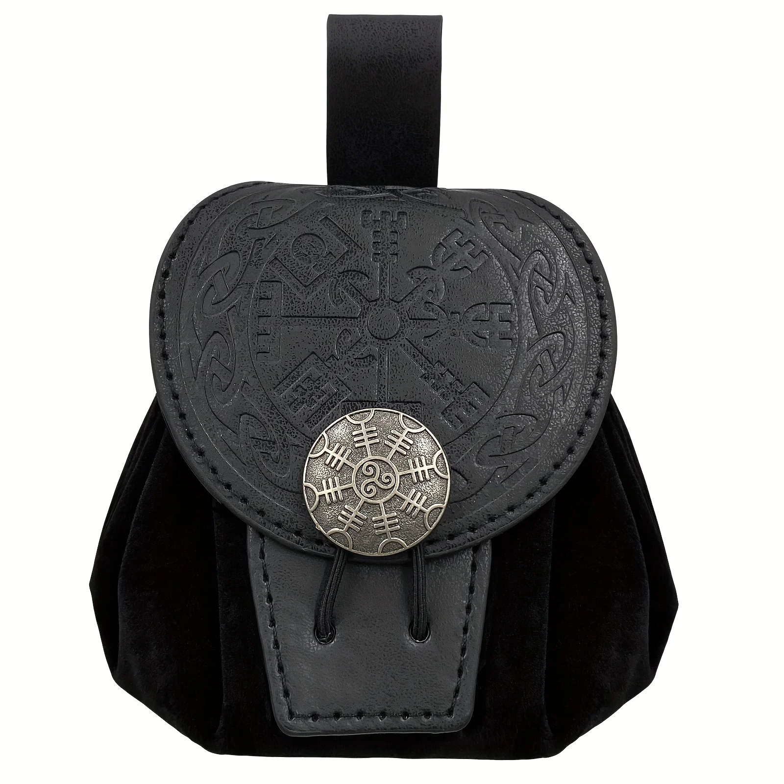 Medieval Embossed Pu Leather Belt Bag, Retro Portable Waist Pouch Coin Purse Dice Bag For LARP Renaissance Fairs view 6