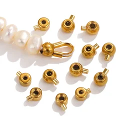 10pcs Stainless Steel DIY Hammer Press PVD Gold Plated Tube Stopper Spacer Bead Crimp End Beads for Jewelry Making Supplies