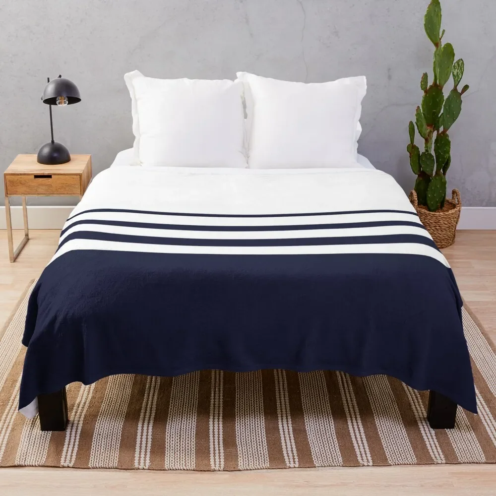 

Always beautiful navy and white stripes on white background. Throw Blanket