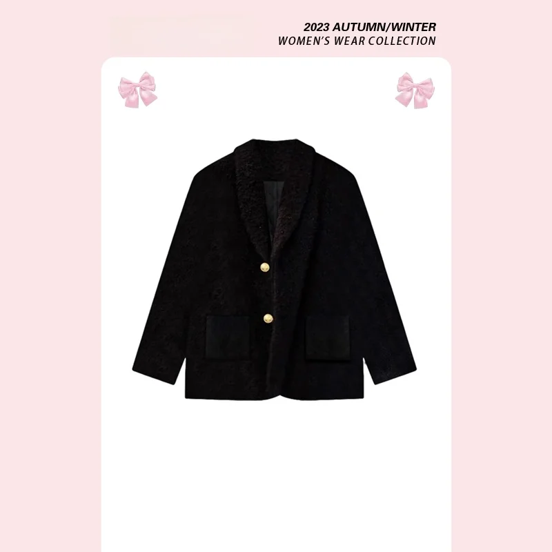 Casaco Feminino de Lã Estilo Hepburn com Fivela Dourada Forever 21, Nova Coleção Outono Inverno 2025, Manga Longa, Compriment...
