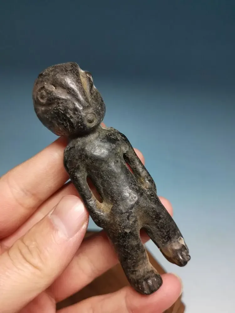 HongShan Culture Ancient alien Statue, Old Ferruginous Meteorite, Carved, C77