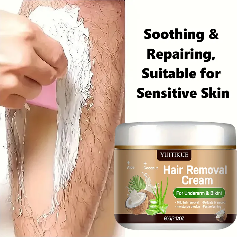 YUITIKUE Fast-Acting Hair Removal Cream, Aloe & Coconut Infused, Moisturizes While Removing Unwanted Hair