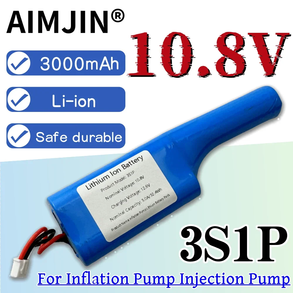 

100% New 18650 3S1P Lithium Battery Pack 10.8V 3000mAh Rechargeable Battery Suitable for Inflation Pump Injection Pump