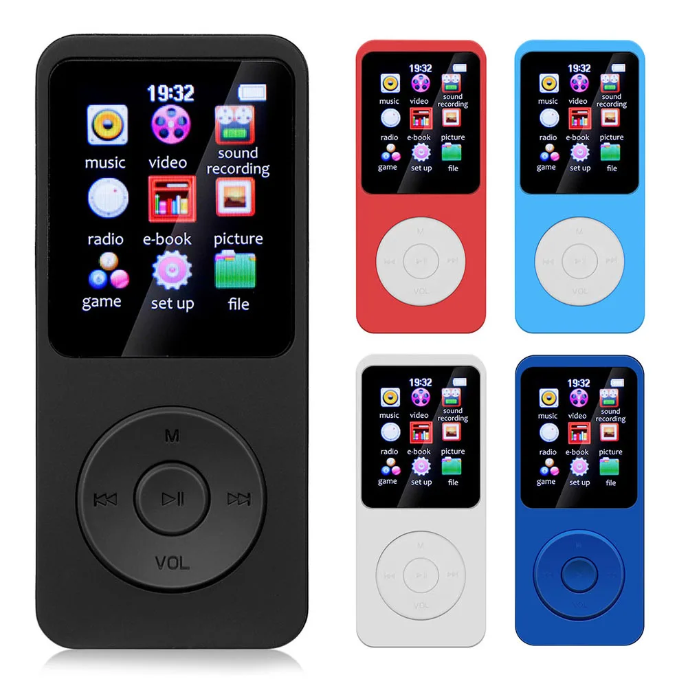 

MP3 Player USB Charging Record Digital Display Screen MP4 Video Playback Portable Music Player Built-in Speaker FM Radio E-Book