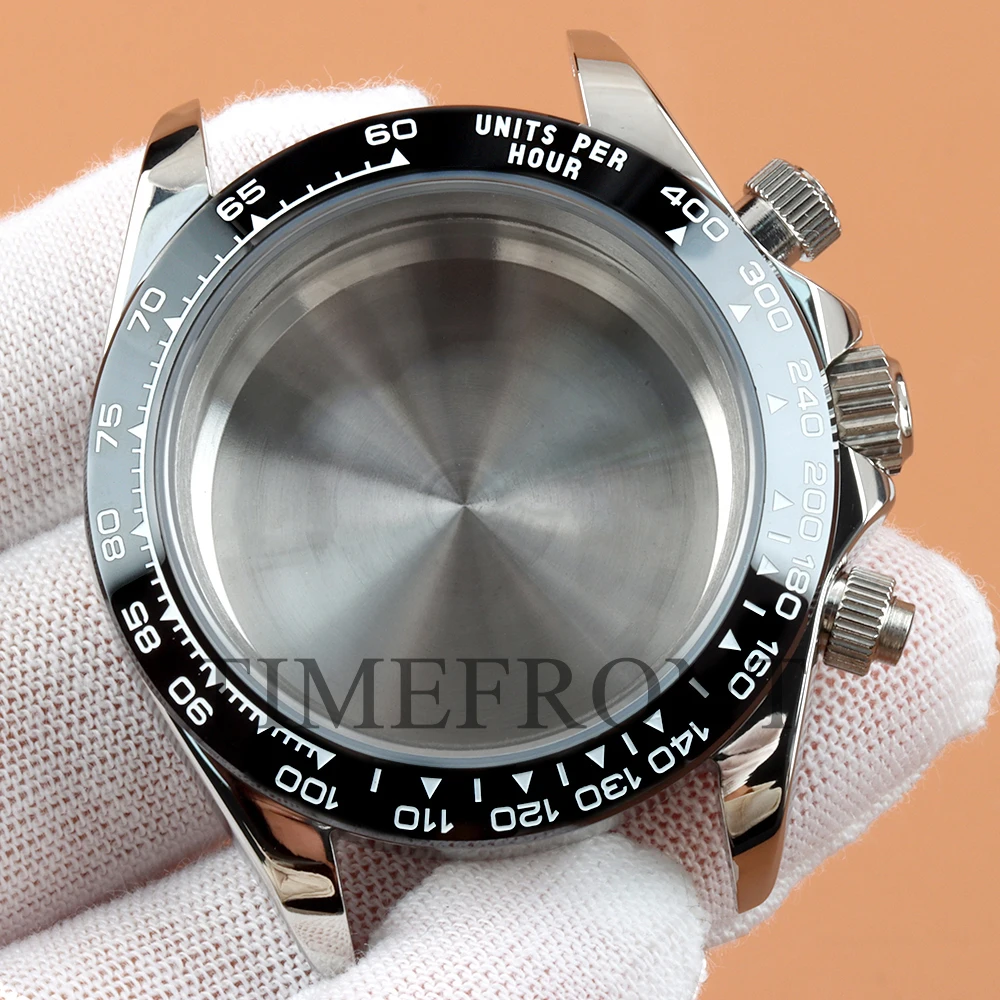 40mm VK63 Case Silver Men's Steel Watch Case President/Jubilee/Oyster Bracelet For Chronograph VK63 VK64 Movement 29mm Dial