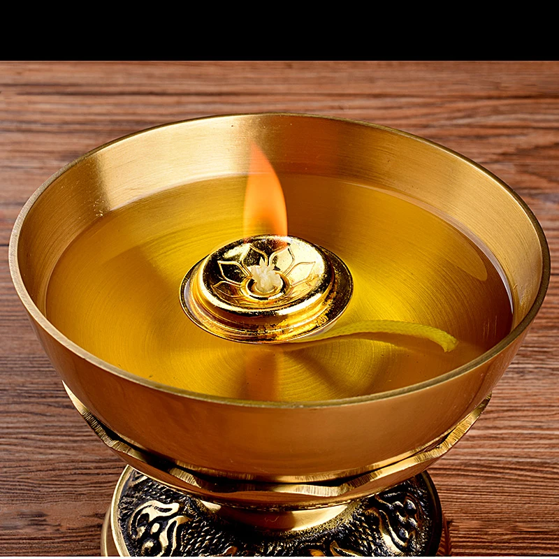 2pcs Vintage Buddha Lamp Wick Holders Oil Lamp Floating Wick Holder Oil Wicks Rack Enshrine Supplies Aluminum Candle Holder